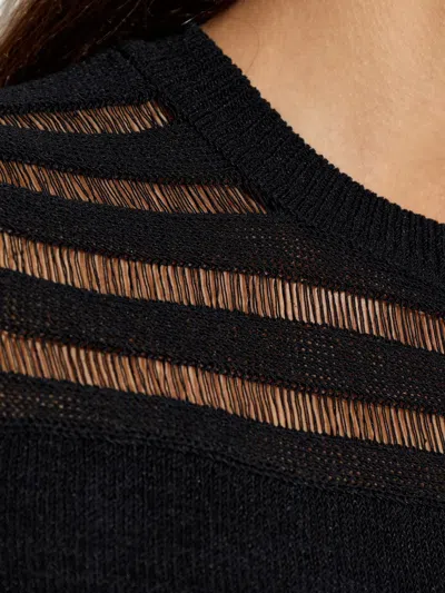 Rag & Bone Ladder-stitch Short-sleeve Sweater In Black