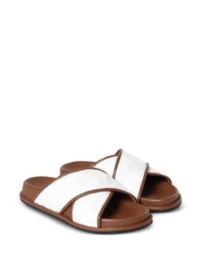 Max Mara Crossover-strap Geometric-pattern Sandals In Brown