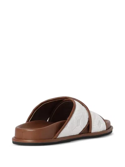 Max Mara Crossover-strap Geometric-pattern Sandals In Brown