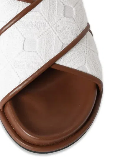 Max Mara Crossover-strap Geometric-pattern Sandals In Brown