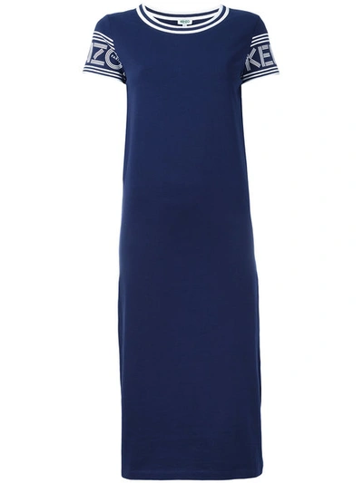 Kenzo Logo-sleeve Jersey Midi Dress, Midnight Blue