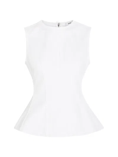 Agolde Corbin Peplum-hem Denim Top In White