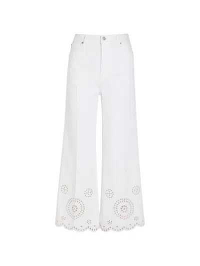 Frame The Eyelet Flare Embroidered Flared-leg Jeans In White