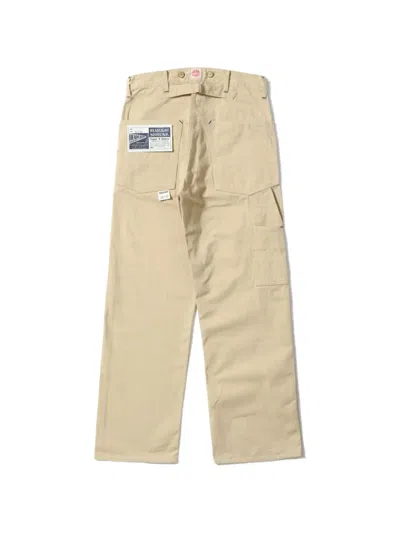 Sugar Cane Jeans Headlight Herringbone-pattern Cotton Trousers In Neutral