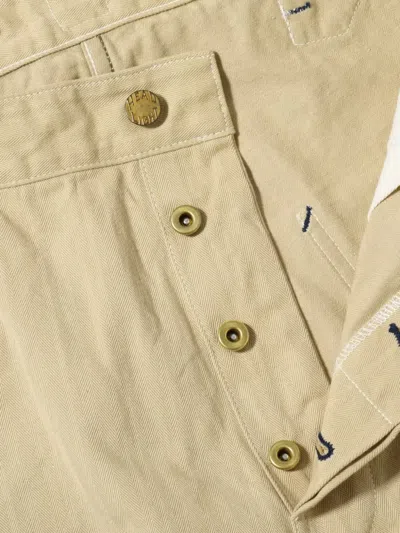 Sugar Cane Jeans Headlight Herringbone-pattern Cotton Trousers In Neutral