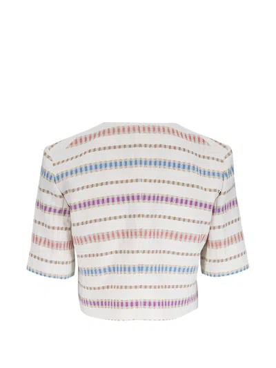 Veronica Beard Striped Cropped Jacket In Multi