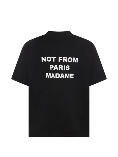 Drôle De Monsieur Black Crewneck T-shirt With Slogan Print On The Front And Back In Cotton Man