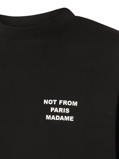 Drôle De Monsieur Black Crewneck T-shirt With Slogan Print On The Front And Back In Cotton Man