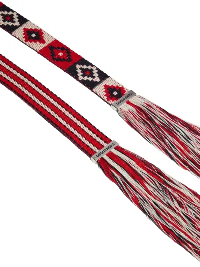 Dsquared2 Multicolor Printed Tie Belt In Brown