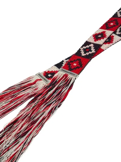 Dsquared2 Multicolor Printed Tie Belt In Brown