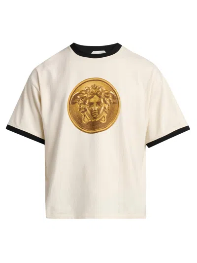 Versace Printed Cotton-jersey Regular T-shirt In White