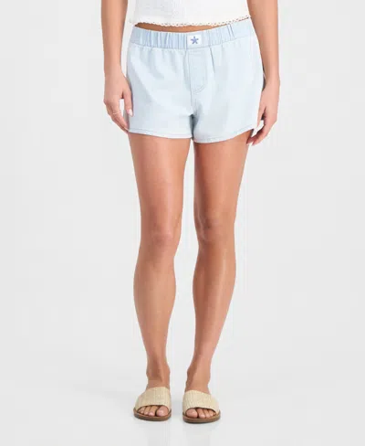 Vanilla Star Juniors' Denim Beachy Pull-on Shorts In Blue