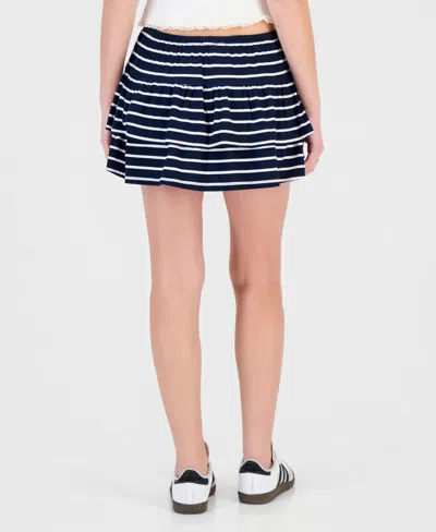 Sincerely Jules Juniors' Tiered Drawstring Mini Skort In Blue