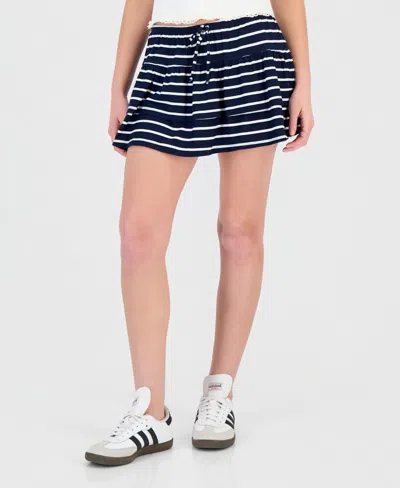 Sincerely Jules Juniors' Tiered Drawstring Mini Skort In Blue