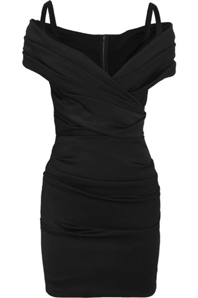 Shop Dolce & Gabbana Ruched Off-the-shoulder Stretch-jersey Mini Dress