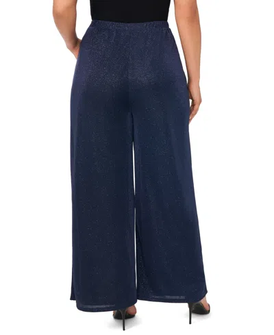 Msk Plus Size Side Slit Cropped Pull-on Pants In Blue