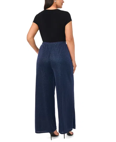 Msk Plus Size Side Slit Cropped Pull-on Pants In Blue