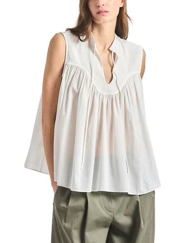 Derek Lam 10 Crosby Chase Semisheer Sleeveless Top In White