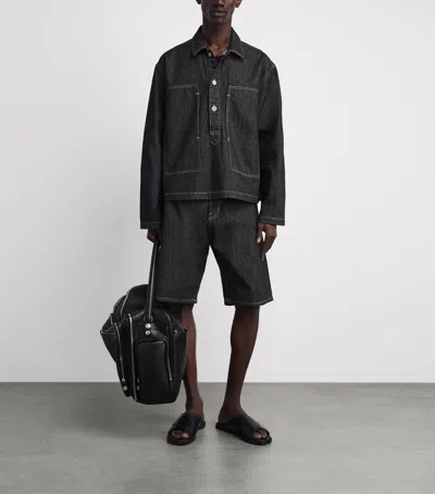 Studio Nicholson Denim Pullover Shirt In Black