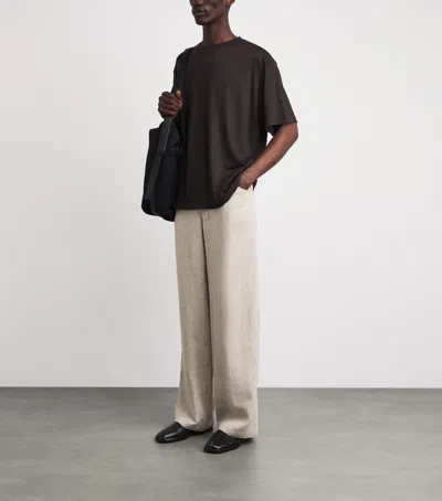 Studio Nicholson Wool Henley T-shirt In Brown