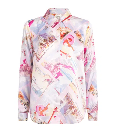 L'agence Tyler Postcard-print Silk Blouse In Multi