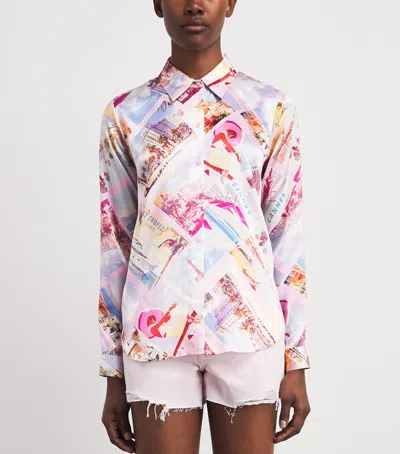 L'agence Tyler Postcard-print Silk Blouse In Multi