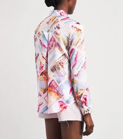 L'agence Tyler Postcard-print Silk Blouse In Multi