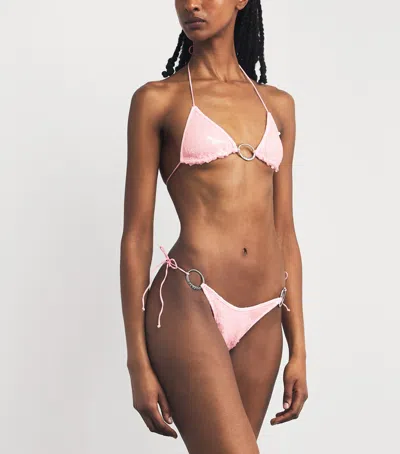 Oseree Oséree Sequin Triangle Bikini In Pink