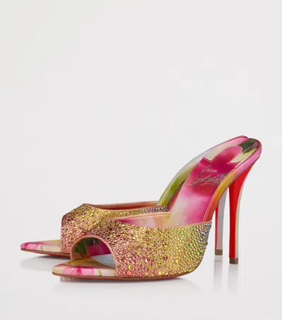 Christian Louboutin Miss Z 100 Crystal-embellished Satin Mules In Multi