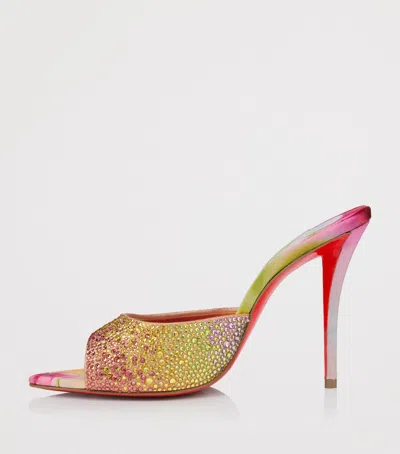 Christian Louboutin Miss Z 100 Crystal-embellished Satin Mules In Multi