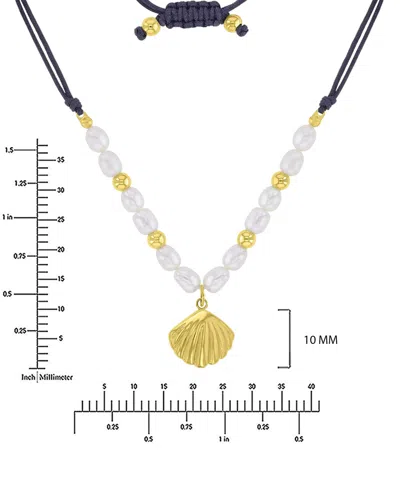 Roxy Waterproof Yellow Seashell Pearl Adjustable Necklace In Pattern