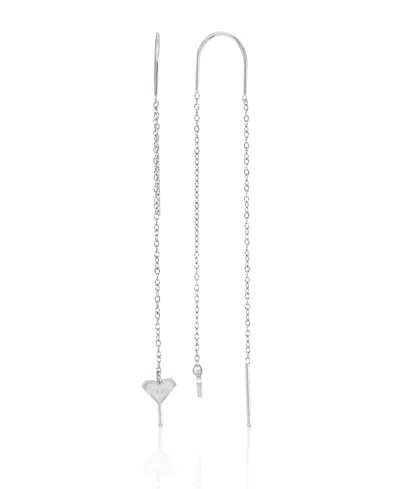Roxy Waterproof Platinum 65mm Triangular Heart Pineapple Threader Earrings In Purple