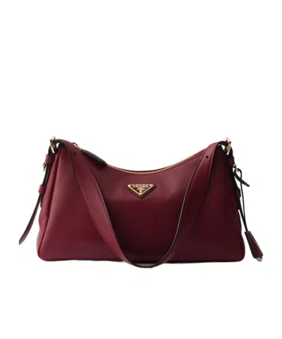 Prada Aimee Medium Leather Shoulder Bag In Burgundy