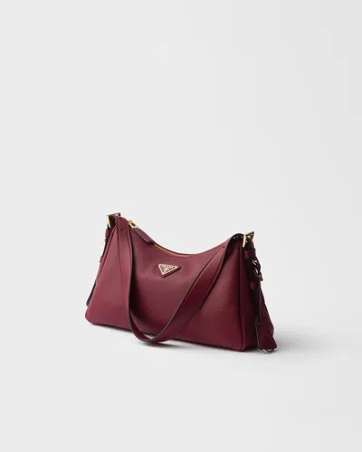 Prada Aimee Medium Leather Shoulder Bag In Burgundy