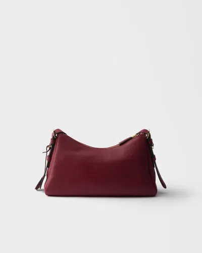 Prada Aimee Medium Leather Shoulder Bag In Burgundy