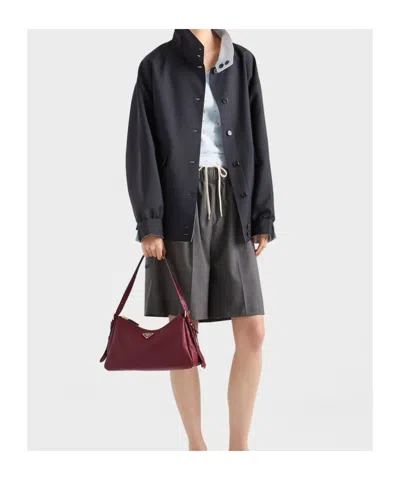 Prada Aimee Medium Leather Shoulder Bag In Burgundy