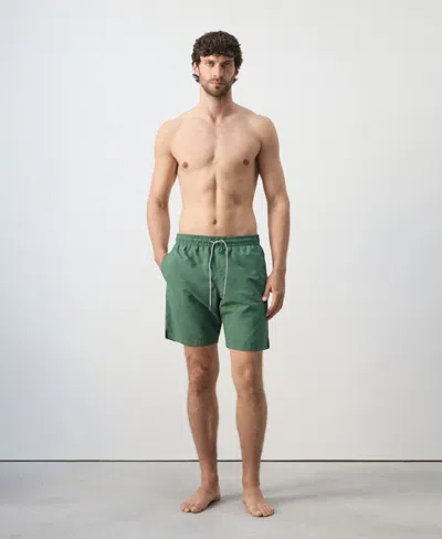 Mango Men's Basic Drawstring Swimsuit In Green