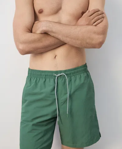 Mango Men's Basic Drawstring Swimsuit In Green