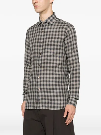 Truzzi Gingham-check Long-sleeve Shirt In Multi