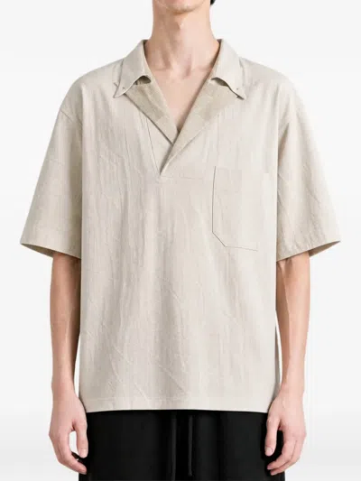 Ziggy Chen Spread Collar T-shirt In White