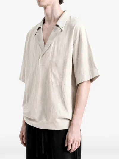 Ziggy Chen Spread Collar T-shirt In White