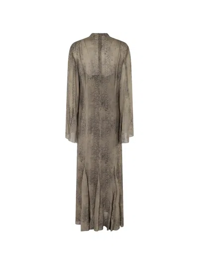 Federica Tosi Python-print Georgette Dress In Neutral