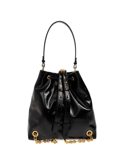 Balmain Chain-trimmed Leather Backpack In Black