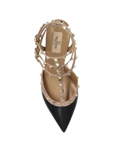 Valentino Rockstud Caged 65 Leather Ankle Strap Pump In Black