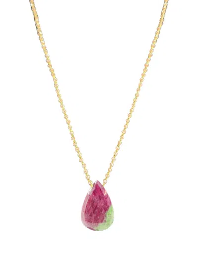Madison Ruby Zoisite Teardrop Necklace In Gold