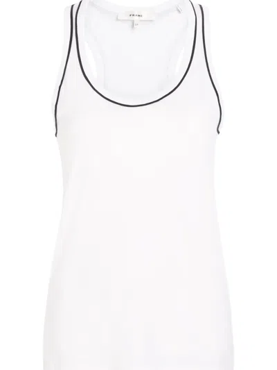 Frame The Ringer Contrast-trim Racerback Tank Top In White