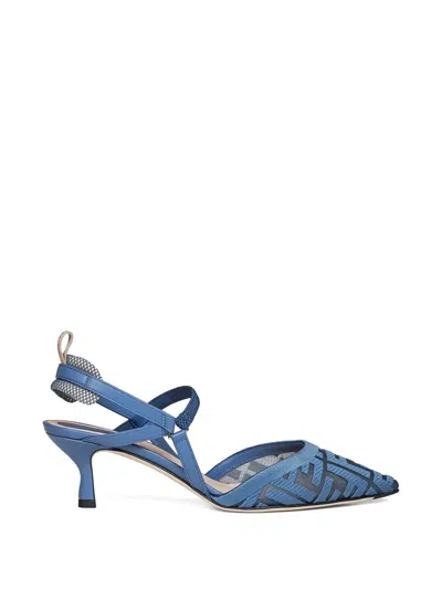 Fendi Mesh Slingbacks In Blue