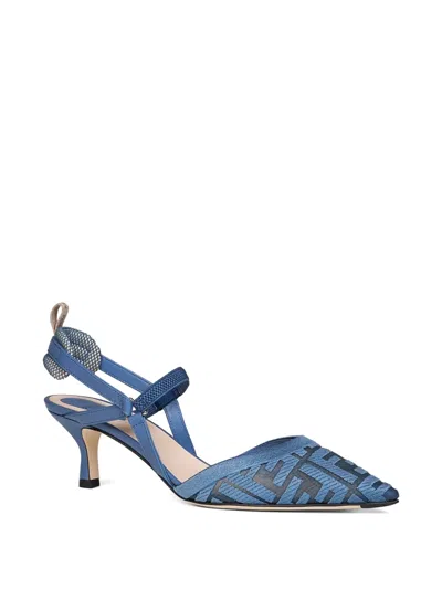 Fendi Mesh Slingbacks In Blue