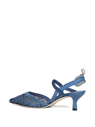 Fendi Mesh Slingbacks In Blue