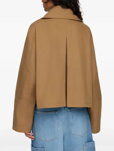 Ganni Flap-pocket Jacket In Brown